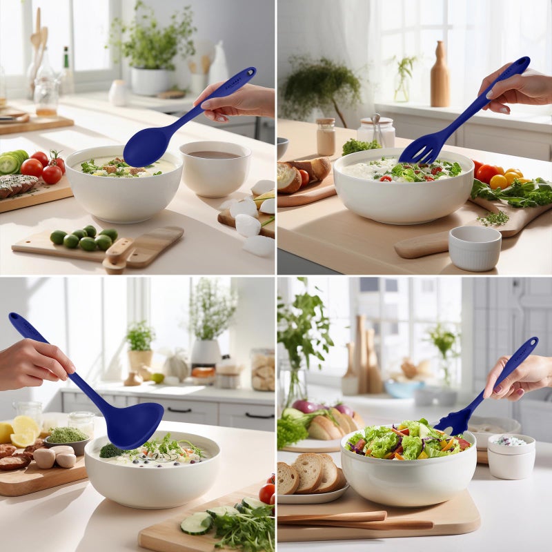 Culinary Couture Blue Silicone Kitchen Utensils Set of 6, Non-Stick Heat-Resistant Silicone Kitchen Utensils Set with Steel Inner Core - Image 5